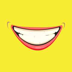 World smile day by happy, smiling everyday National big happiness Fun thoughts emoji face emotion smiley lip symbol Draw smiling lips, mouth with tongue Funny teeth Vector laugh Tiktok cartoon pattern