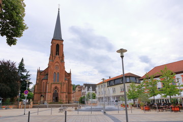 Obraz premium July 10 2020 - Bad Bergzabern in Germany: View in City of Bad Bergzabern in the palatinate