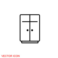Cupboard icon, furniture and home decor icons. Vector illustration.