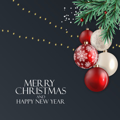 Holiday New Year and Merry Christmas Background. Vector Illustration