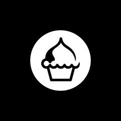 Cupcake icon. Cupcake shop logo template. Pink creamy glossy cake illustration.