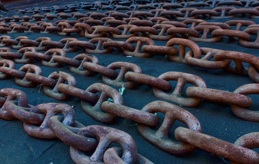 rusty iron chains for construction and repair
