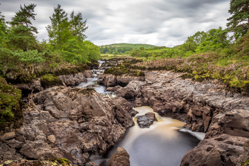 Rare photo of Earlstoun Linn Waterfall exposed, due to draining Earlstoun Loch Dam