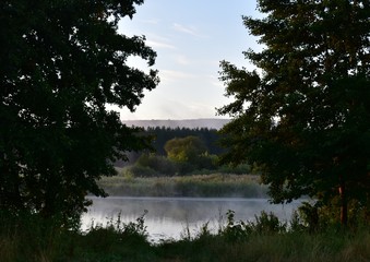 the lake in fog