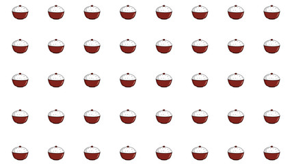 rice with red plum seamless on white background, vector illustratoin