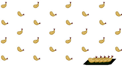 Japanese Tempura Shrimp seamless pattern with white background
