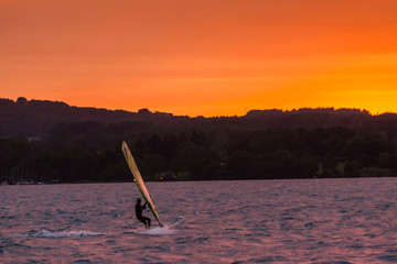 Windsurf, Seewalchen, lago Attersee, Austria, europe
