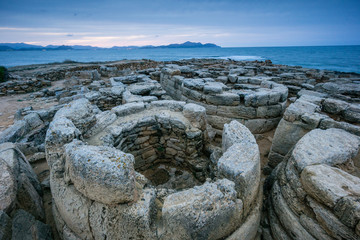 Necrópolis de Son Real , conjunto de construcciones funerarias , término municipal de Santa Margalida, Mallorca, balearic islands, spain, europe
