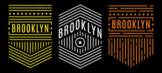 Vector retro illustration on the theme of Brooklyn. Urban. Modern. Stylized vintage grunge white typography, t-shirt graphics, poster, print.