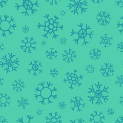 Seamless background of hand drawn snowflakes