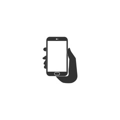 Hand holding phone icon