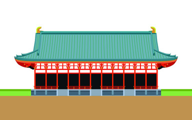 Temple or shrine in japan drawing in cartoon vector