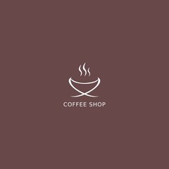 Coffee cup icon. Coffee shop logo. Simple natural home logo design, cafe or restaurant logo, coffee and tea shop for business.