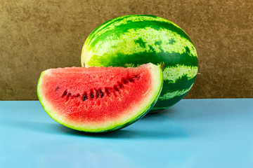 Close-up of fresh slices of red watermelon