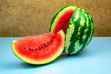 Close-up of fresh slices of red watermelon