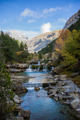 Fototapeta na wymiar Gradas de Soaso waterfalls in Ordesa and Monte Perdido National Park, Spain