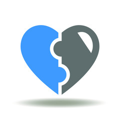Heart of two puzzle pieces icon vector. Health Matching Logo. Love Romance Symbol.