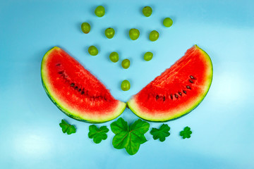 Close-up of fresh slices of red watermelon