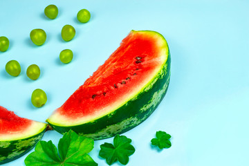 Close-up of fresh slices of red watermelon