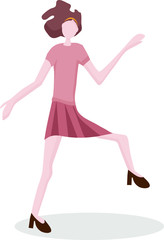a young girl dancing a disco dance.  Happy cheerful and carefree character. Time to relax. Dance movements, activity, entertainment