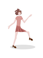a young girl dancing a disco dance.  Happy cheerful and carefree character. Time to relax. Dance movements, activity, entertainment