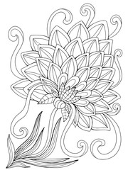 coloring book flower fabulous fantasy illustration for kids and adults anti stress vector graphics on white background isolate print for textile stroke