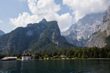 Summer scene in Konigsee lake, Bavaria, South Germany. Europe