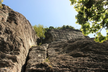 Natural Rock climbing wall in the mountain near San Jose City