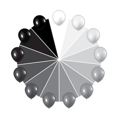 set of balloons in various shades of gray from white to black. vector illustration