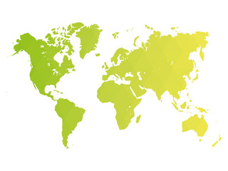 Map of World. Green low poly gradient of rhombus shapes. Modern vector polygonal design