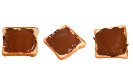 Сhocolate paste sandwich isolated on white background.
