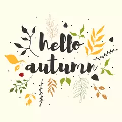 Door stickers Retro sign hello autumn card