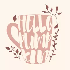 Peel and stick wall murals Retro sign hello autumn card