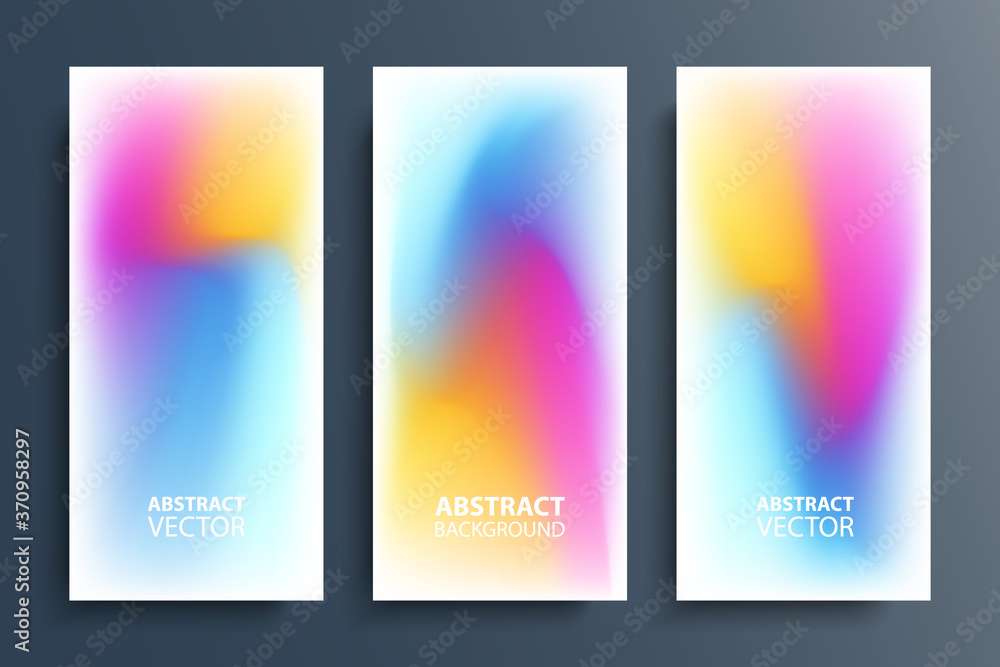 Aufkleber blurred backgrounds set with modern abstract blurred color gradient patterns on white. smooth templa