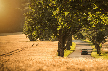 Summer Time Road Trip During Scenic Sunset