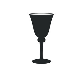 Vector wineglass icon.  Glass wine illustration. 