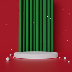 Christmas background with empty podium display, 3d rendering.