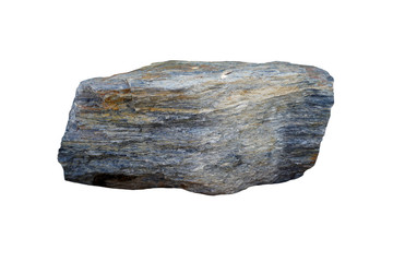 gneiss and schist rock isolated on a white background. metamorphic rock. - obrazy, fototapety, plakaty