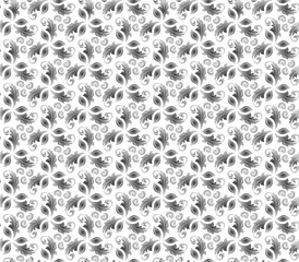 Floral vector ornament. Seamless abstract classic background with silver lives. Pattern with repeating floral elements. Ornament for fabric, wallpaper and packaging