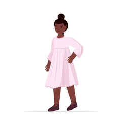 african american child little girl in casual trendy clothes female cartoon character standing pose full length isolated vector illustration