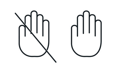 Do not touch hand icon. Isolated lined logotype design element. User manual standard symbol. Vector illistration