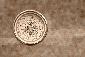 round compass on abstract background as symbol of tourism with compass, travel with compass and...