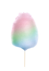 Multicolor sweet cotton candy on white background