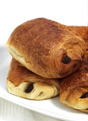 Pain au Chocolat, Sweet breads against White Background