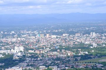 Fototapeta na wymiar Beautiful top view cityscape of the chiangmai Northern Thailand 