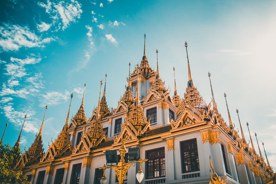 Loha Prasat temple in Bangkok old town in Thailand