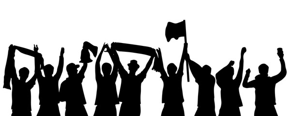 Silhouette von jubelnden Fans mit schwarzer Farbe