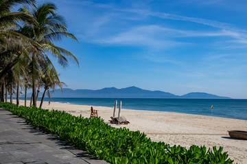 My Khe beach in Da Nang, Vietnam under clear blue sky
