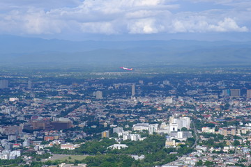 Beautiful top view cityscape of the chiangmai Northern Thailand 