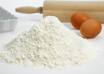 Wheat Flour and Eggs, Ingredients for Cake Recipe